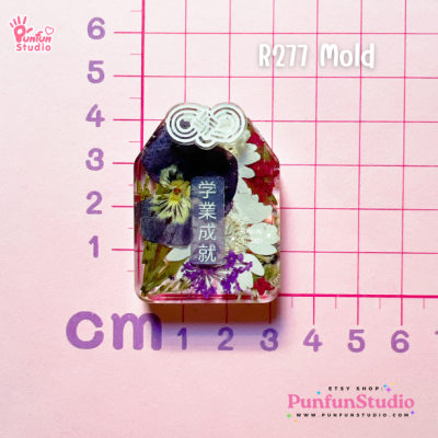 R277 Omamori with Bow Mold / Thickness 8+2 mm / Silicone Mold / Epoxy Resin Mold