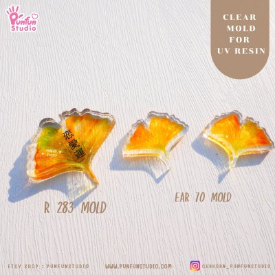 R283 Ginkgo leaf Clear Mold / Thickness 8 mm / UV Resin Mold / Clear Silicone Mold