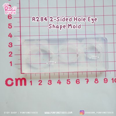R284 2-Sided Hole Eye Shape, R285 2-Sided Hole Cat Shape Mold / 3 in 1 / Size 2.8, 2.3, 1.8 cm / UV Clear