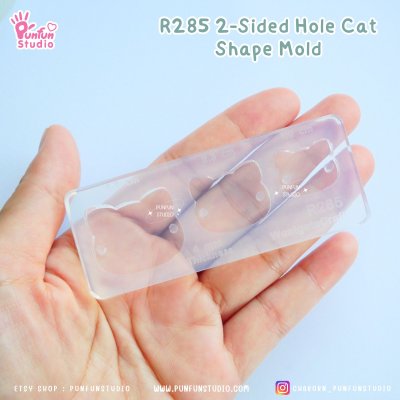 R284 2-Sided Hole Eye Shape, R285 2-Sided Hole Cat Shape Mold / 3 in 1 / Size 2.8, 2.3, 1.8 cm / UV Clear