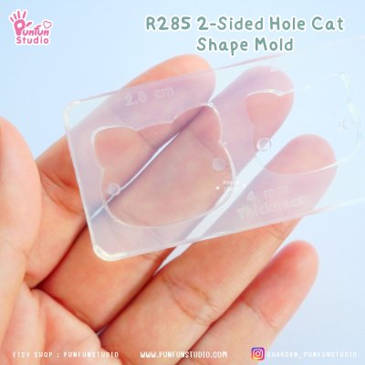 R284 2-Sided Hole Eye Shape, R285 2-Sided Hole Cat Shape Mold / 3 in 1 / Size 2.8, 2.3, 1.8 cm / UV Clear