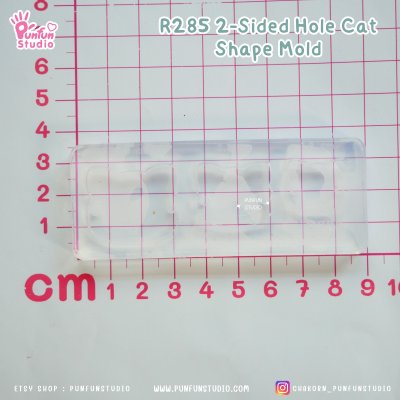 R284 2-Sided Hole Eye Shape, R285 2-Sided Hole Cat Shape Mold / 3 in 1 / Size 2.8, 2.3, 1.8 cm / UV Clear