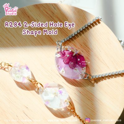R284 2-Sided Hole Eye Shape, R285 2-Sided Hole Cat Shape Mold / 3 in 1 / Size 2.8, 2.3, 1.8 cm / UV Clear