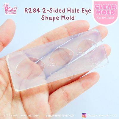 R284 2-Sided Hole Eye Shape, R285 2-Sided Hole Cat Shape Mold / 3 in 1 / Size 2.8, 2.3, 1.8 cm / UV Clear