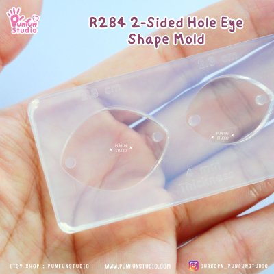 R284 2-Sided Hole Eye Shape, R285 2-Sided Hole Cat Shape Mold / 3 in 1 / Size 2.8, 2.3, 1.8 cm / UV Clear