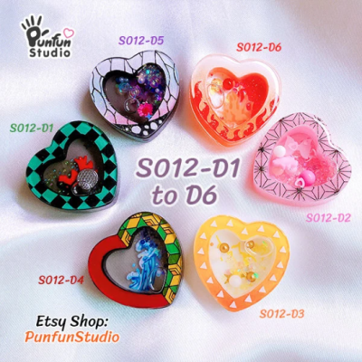 S012-D1 to D6 Slayer Heart Shaker Mold  / 6 Heart shaker molds + Free 2 CSM S012 / Silicone Mold