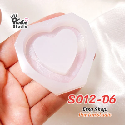 S012-D1 to D6 Slayer Heart Shaker Mold  / 6 Heart shaker molds + Free 2 CSM S012 / Silicone Mold