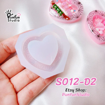 S012-D1 to D6 Slayer Heart Shaker Mold  / 6 Heart shaker molds + Free 2 CSM S012 / Silicone Mold