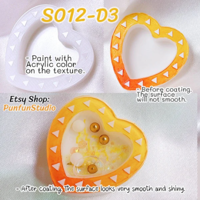 S012-D1 to D6 Slayer Heart Shaker Mold  / 6 Heart shaker molds + Free 2 CSM S012 / Silicone Mold