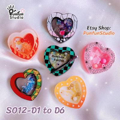 S012-D1 to D6 Slayer Heart Shaker Mold  / 6 Heart shaker molds + Free 2 CSM S012 / Silicone Mold