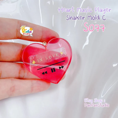 S077 Heart Music Player B Shaker Mold , CSM S077 / Music Player / Cover Sheet Mold / Silicone Mold