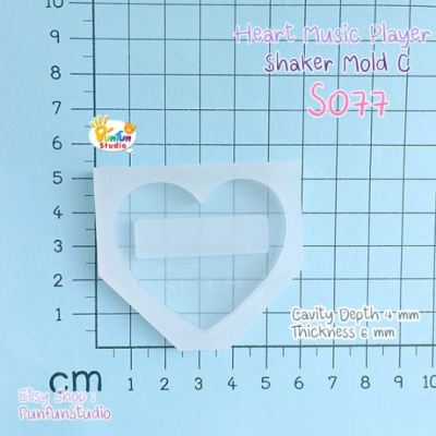 S077 Heart Music Player B Shaker Mold , CSM S077 / Music Player / Cover Sheet Mold / Silicone Mold