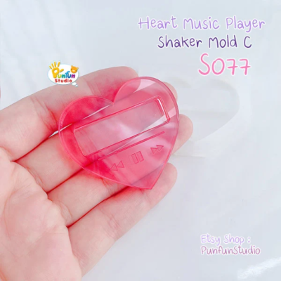 S077 Heart Music Player B Shaker Mold , CSM S077 / Music Player / Cover Sheet Mold / Silicone Mold