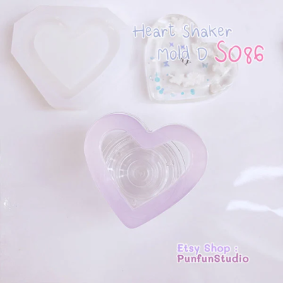 S086 Heart Shaker Mold D , CSM S086  / Cover Sheet Mold / Silicone Mold