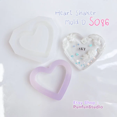 S086 Heart Shaker Mold D , CSM S086  / Cover Sheet Mold / Silicone Mold