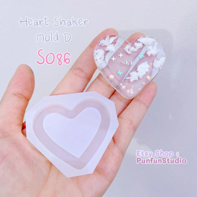 S086 Heart Shaker Mold D , CSM S086  / Cover Sheet Mold / Silicone Mold