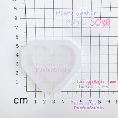 S086 Heart Shaker Mold D , CSM S086  / Cover Sheet Mold / Silicone Mold