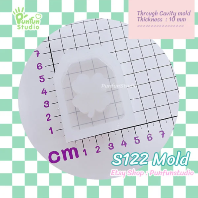S122 Four- Leaf Clover in Omamori Shaker Mold / Shaker Mold / Silicone Mold