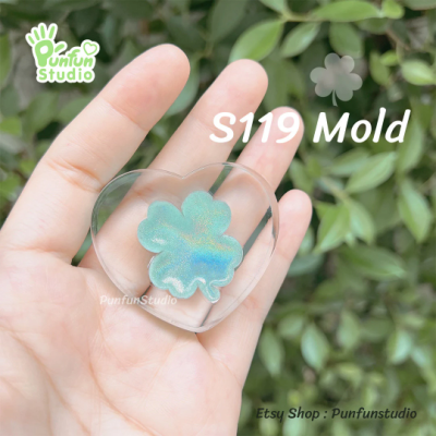 S119 Four- Leaf Clover in Heart Shaker Mold / Shaker Mold / Silicone Mold