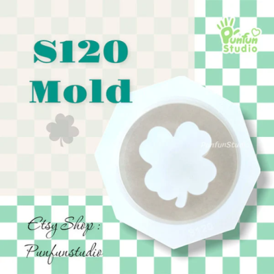 S120 Four- Leaf Clover in Round Shaker Mold / Shaker Mold / Silicone Mold