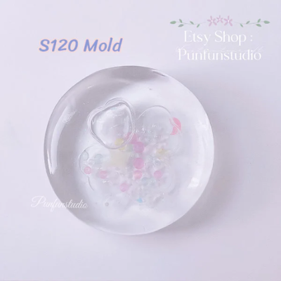 S120 Four- Leaf Clover in Round Shaker Mold / Shaker Mold / Silicone Mold
