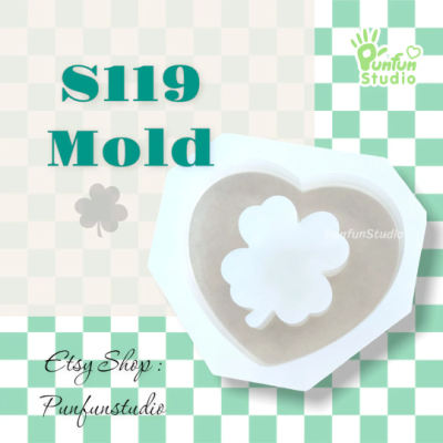 S119 Four- Leaf Clover in Heart Shaker Mold / Shaker Mold / Silicone Mold