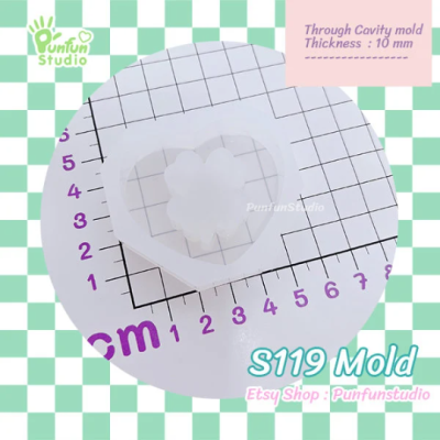 S119 Four- Leaf Clover in Heart Shaker Mold / Shaker Mold / Silicone Mold