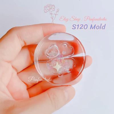 S120 Four- Leaf Clover in Round Shaker Mold / Shaker Mold / Silicone Mold