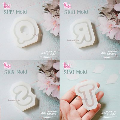 S131-156 Mold  / Alphabet Shaker Mold / A-Z 26 pieces / Silicone Mold