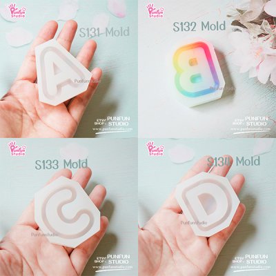 S131-156 Mold  / Alphabet Shaker Mold / A-Z 26 pieces / Silicone Mold