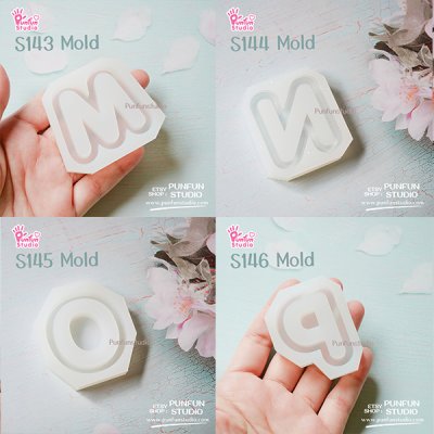 S131-156 Mold  / Alphabet Shaker Mold / A-Z 26 pieces / Silicone Mold