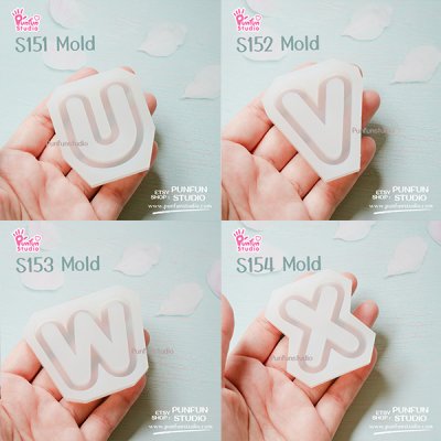 S131-156 Mold  / Alphabet Shaker Mold / A-Z 26 pieces / Silicone Mold