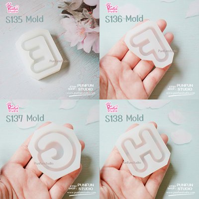 S131-156 Mold  / Alphabet Shaker Mold / A-Z 26 pieces / Silicone Mold