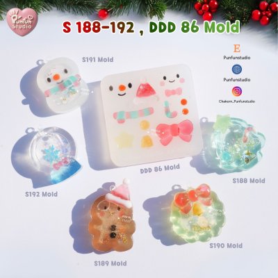 S188-192 Christmas Mini Shaker Mold , DDD 86 Mold / Christmas Mold / Silicone Mold