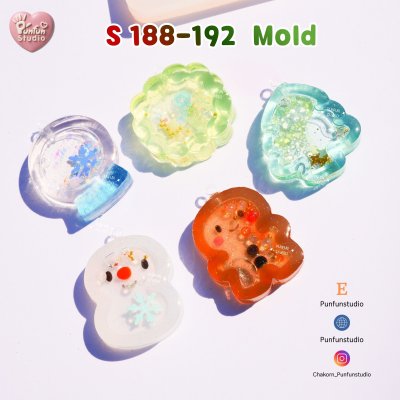 S188-192 Christmas Mini Shaker Mold , DDD 86 Mold / Christmas Mold / Silicone Mold