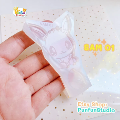SAM 01-09 Eev Evo Mold Set / Shiny Anime Mold / 9 Molds + glitter / Silicone Mold