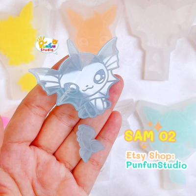 SAM 01-09 Eev Evo Mold Set / Shiny Anime Mold / 9 Molds + glitter / Silicone Mold