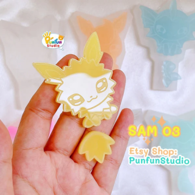 SAM 01-09 Eev Evo Mold Set / Shiny Anime Mold / 9 Molds + glitter / Silicone Mold