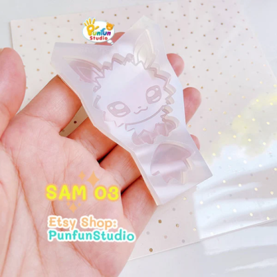 SAM 01-09 Eev Evo Mold Set / Shiny Anime Mold / 9 Molds + glitter / Silicone Mold