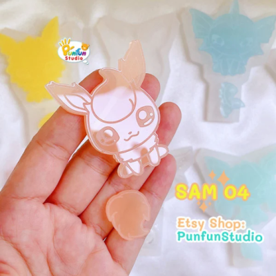 SAM 01-09 Eev Evo Mold Set / Shiny Anime Mold / 9 Molds + glitter / Silicone Mold