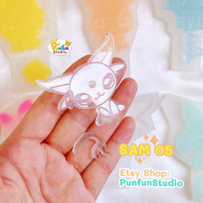 SAM 01-09 Eev Evo Mold Set / Shiny Anime Mold / 9 Molds + glitter / Silicone Mold