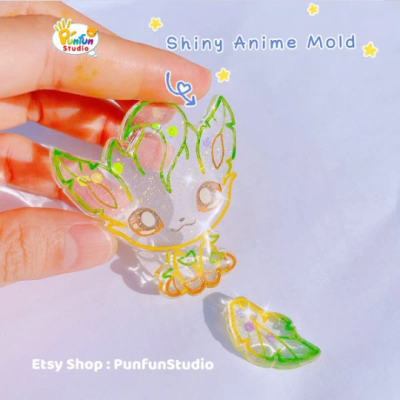 SAM 01-09 Eev Evo Mold Set / Shiny Anime Mold / 9 Molds + glitter / Silicone Mold