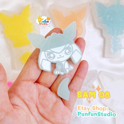 SAM 01-09 Eev Evo Mold Set / Shiny Anime Mold / 9 Molds + glitter / Silicone Mold