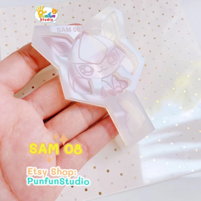 SAM 01-09 Eev Evo Mold Set / Shiny Anime Mold / 9 Molds + glitter / Silicone Mold