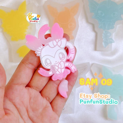 SAM 01-09 Eev Evo Mold Set / Shiny Anime Mold / 9 Molds + glitter / Silicone Mold