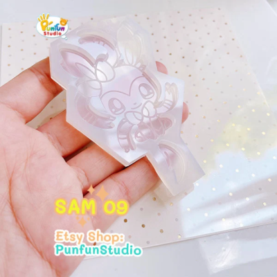 SAM 01-09 Eev Evo Mold Set / Shiny Anime Mold / 9 Molds + glitter / Silicone Mold