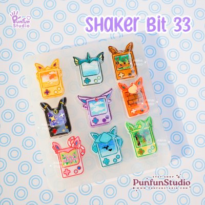 Shaker Bit 33 Eev Evo x Game Boy Molds / XGB / Pokemold / 12 in 1 / UV Resin Mold / Silicone Mold