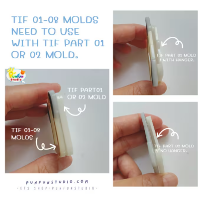TIF 01-08 Mold Set / free GM 06, TIF part 01 and 02 / for photo size 3x3 cm / Photo Frame Mold / Silicone Mold