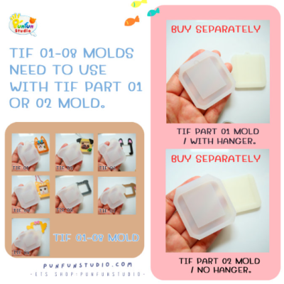 TIF 01-08 Mold Set / free GM 06, TIF part 01 and 02 / for photo size 3x3 cm / Photo Frame Mold / Silicone Mold