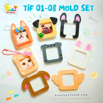 TIF 01-08 Mold Set / free GM 06, TIF part 01 and 02 / for photo size 3x3 cm / Photo Frame Mold / Silicone Mold